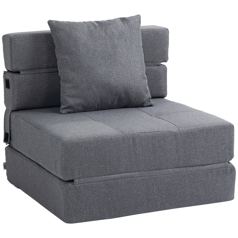 Elanora 70cm Upholstered Futon Chair, Grey/Brown/Blue