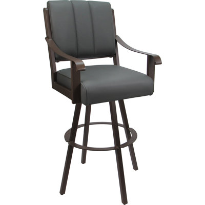Tabouret de bar pivotant en cuir avec siège en métal 26 po