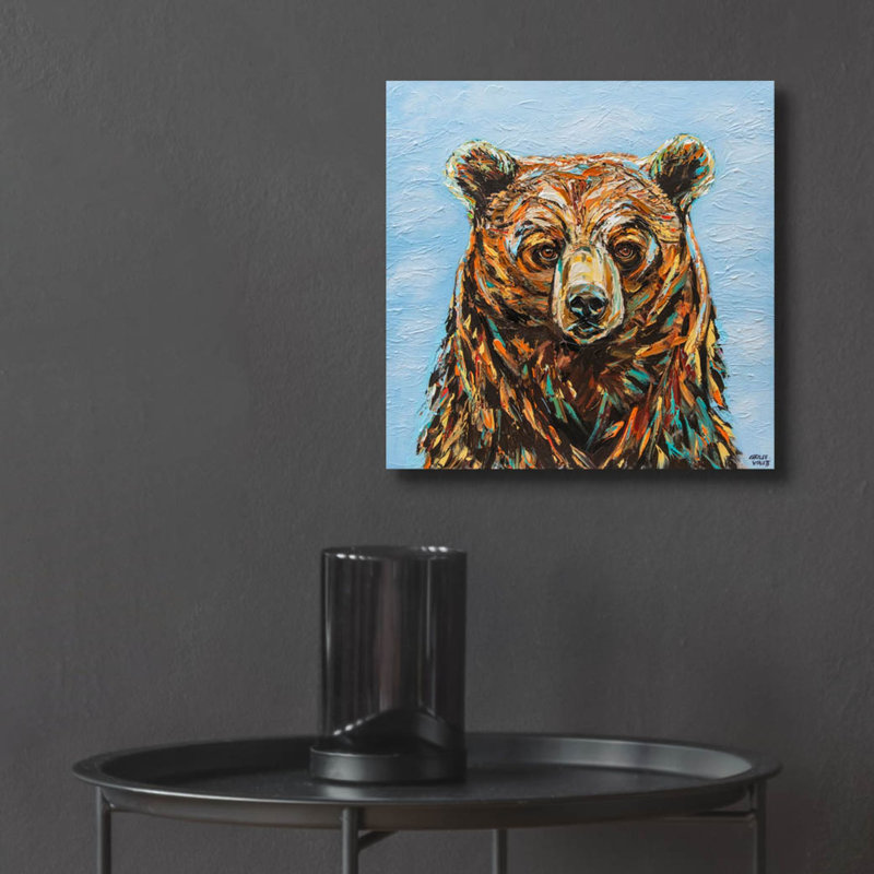 Art mural en verre «A Large Bear» par Carolee Vitaletti, H 12 po x l 12 po x P 0,13 po