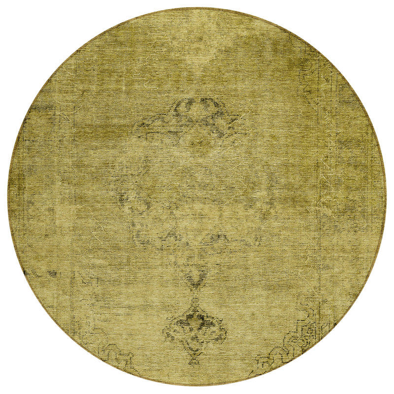 Tapis oriental rond lavable intérieur brun 8 pi
