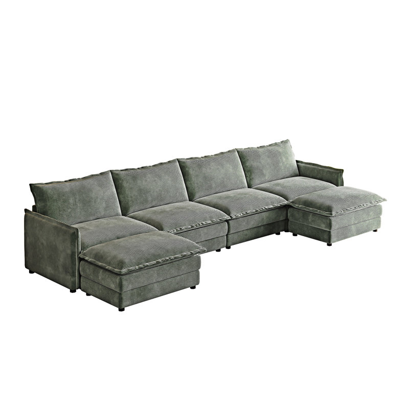Canapé rembourré avec repose-pieds, Vert