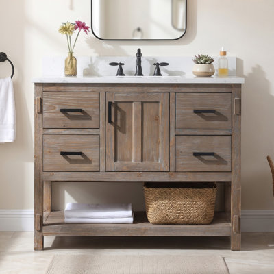 Marissa 42" Freestanding Single Bathroom Vanity with Engineered Stone Top