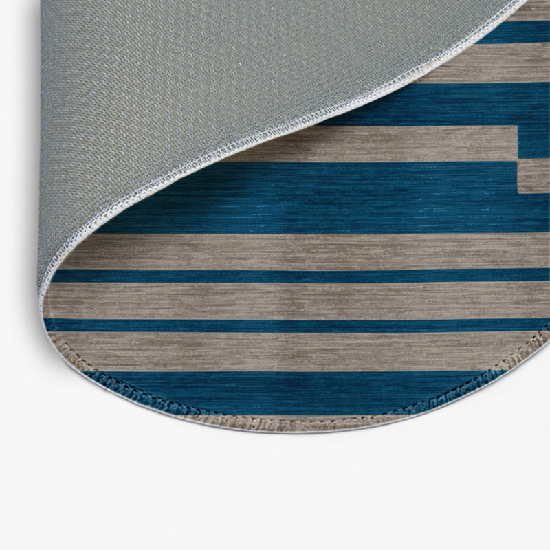Tapis intérieur / extérieur vert HorizontalStripes, Rond 5 pi
