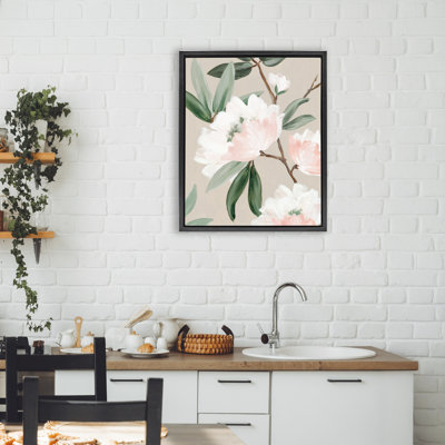 Cadre flottant rose Elegance Foliage, design par Alex Black