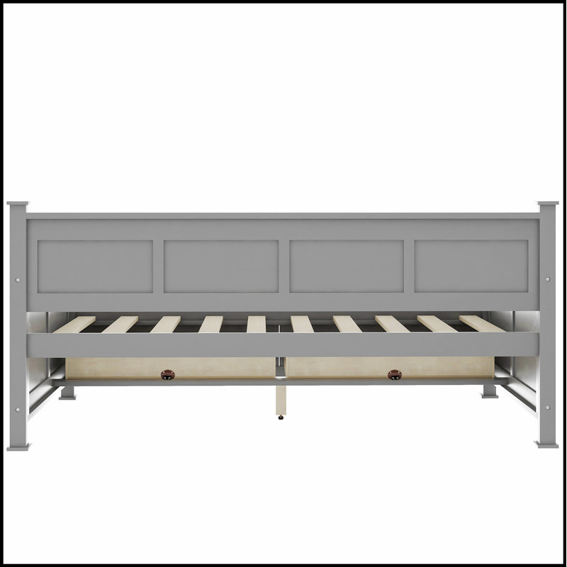 Lit de jour moderne et rustique de style décontracté avec 2 grands tiroirs et une structure en forme de X, parfait pour le rangement et le confort