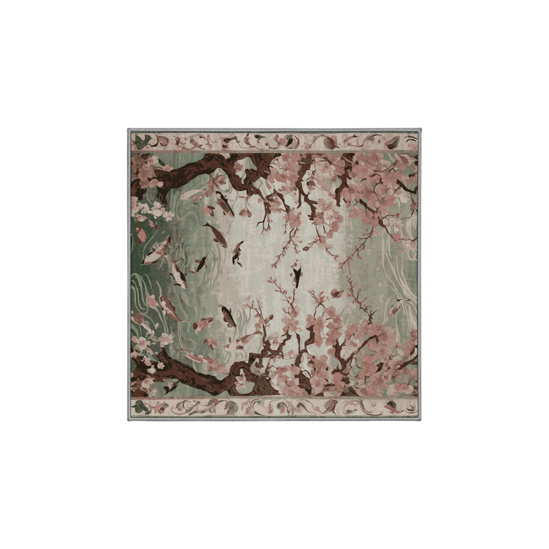 Machine Washable Gray Area Rug, Square 3'