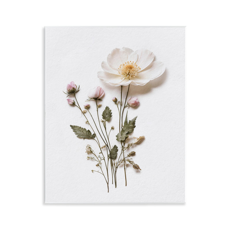 Plaque murale simple fleurs pressées, design par lettré et doublé