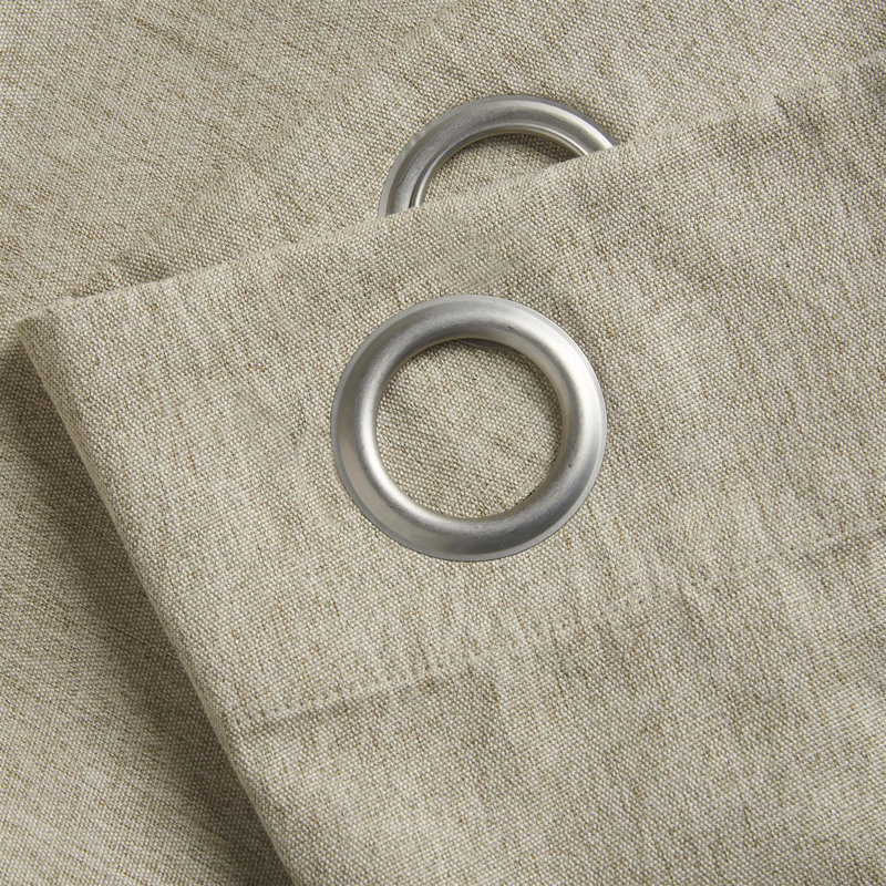 Bechard Blackout Linen Look Ring Top Curtains, Beige, 161cm Width x 183cm Drop
