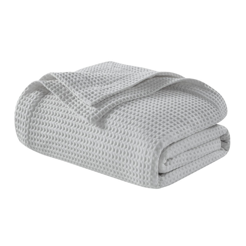 Couverture 100% coton Waffle Weave, Grand lit, Gris