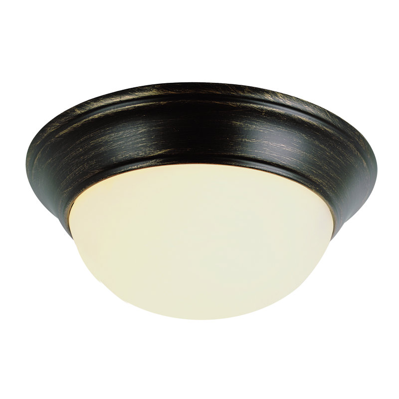 Rowan Glass Flush Mount, Rubbed Oil Bronze, 6" H x 12" W x 12" D
