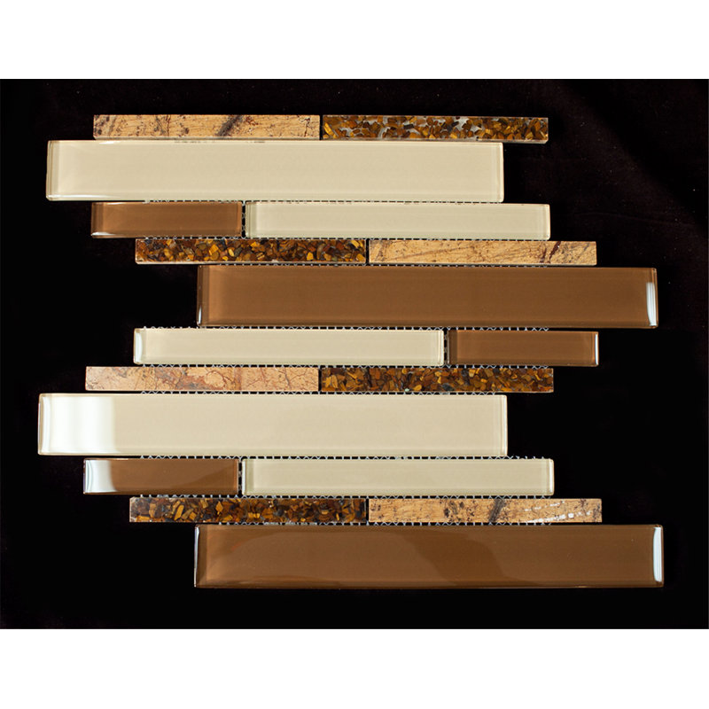 Deco Random Sized 11.75''  X 12'' Glass Mosaic Tile, Brown/Gray