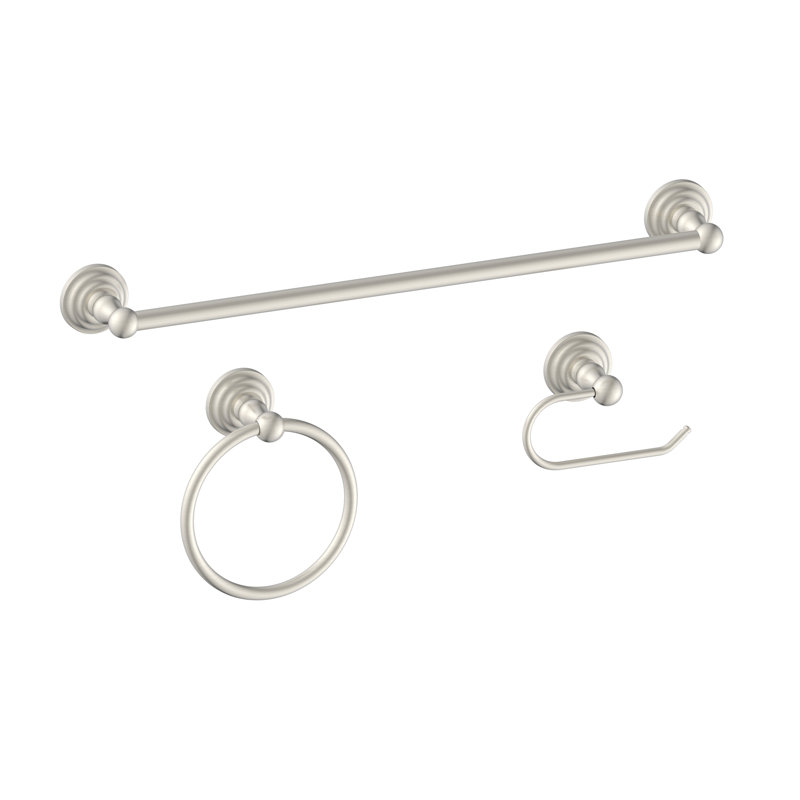 Ensemble de quincaillerie de salle de bain 3 pièces, Nickel brossé