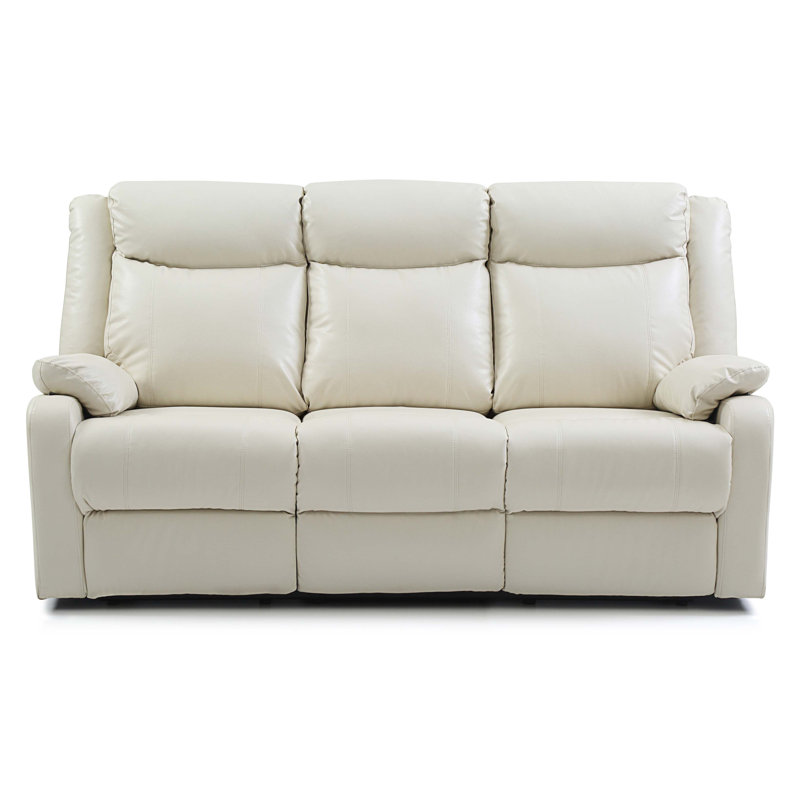 Fauteuil inclinable en cuir Djordi Vegan, Similicuir blanc cassé