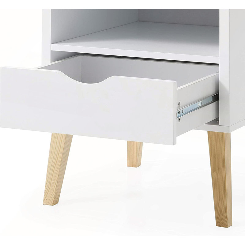 Table de bout pour chambre à coucher avec tiroir et tablette Mid-Century Modern Jeff