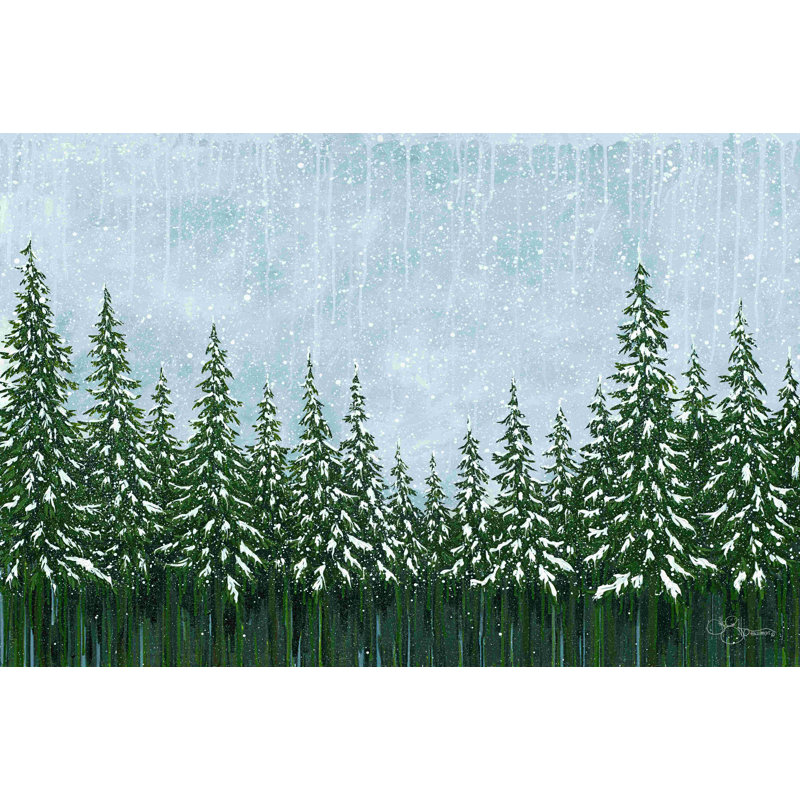 Forêt enneigée - impression, H 8 po x l 12 po, Non, Toile tendue
