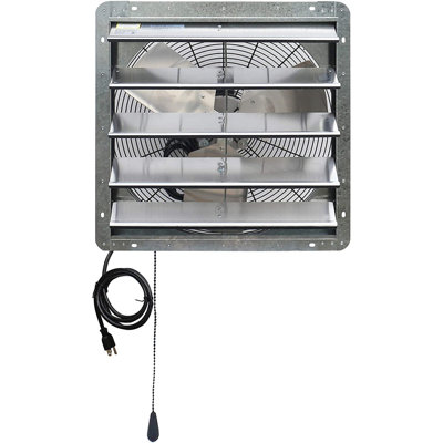 iLIVING ILG8SF20V-T 20 inch Shutter Exhaust Attic Garage Grow, Ventilation Fan with 3 Speed Thermostat 6 Foot Long 3 Plugs Cord, 20" - Variable, 3368 CFM, 5000 SQF Coverage Area, Silver