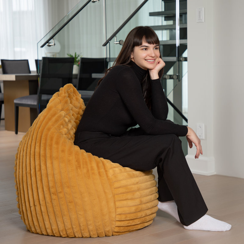 Raya Faux Fur Bean Bag, Yellow Polyester