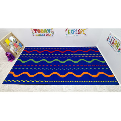 Tapis de classe KidCarpet.com aux lignes ondulées, rectangle de 183 x 260 cm