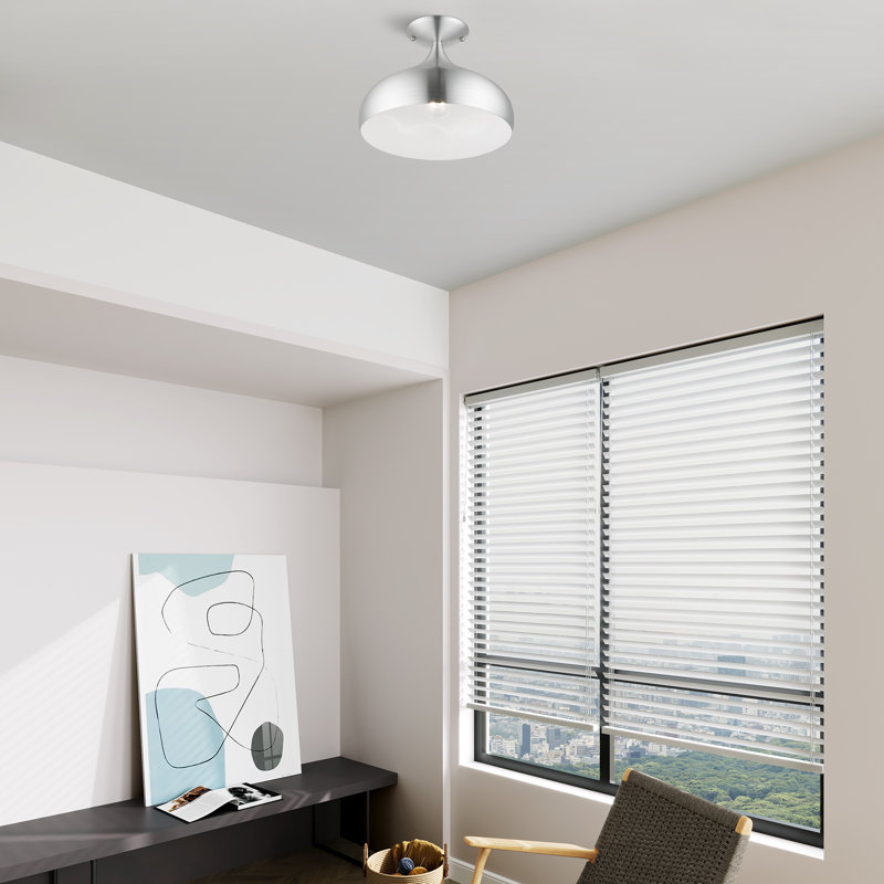 Plafonnier semi-encastré 1 lumière 11,75 po Fiddletown, Aluminium brossé
