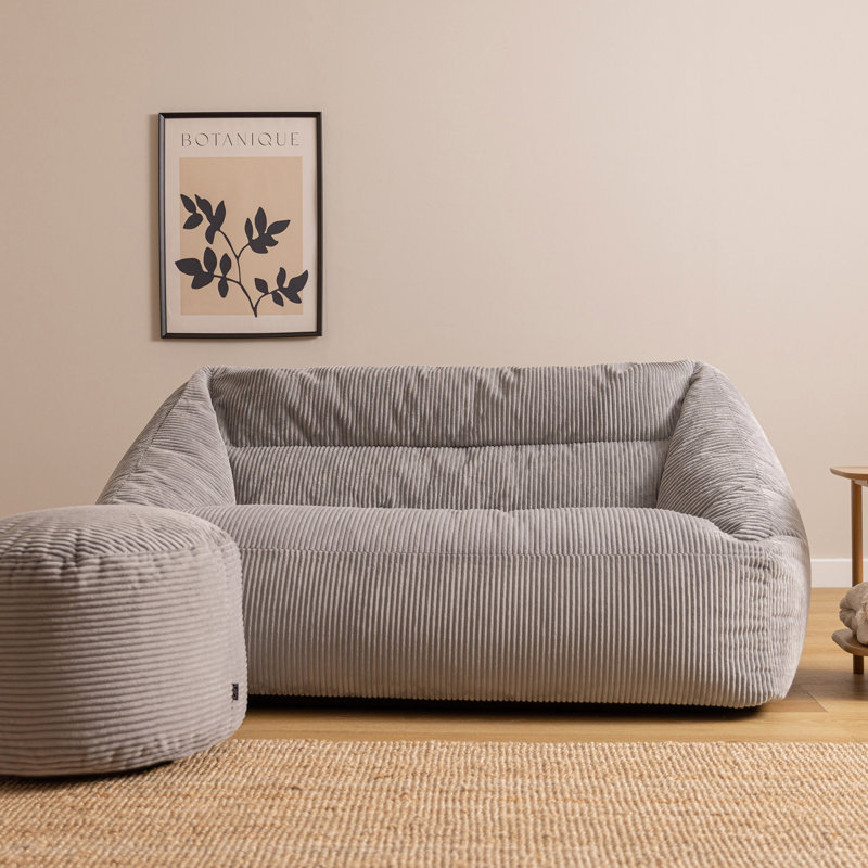 Icon Adult Corduroy Refillable Bean Bag Set, Grey