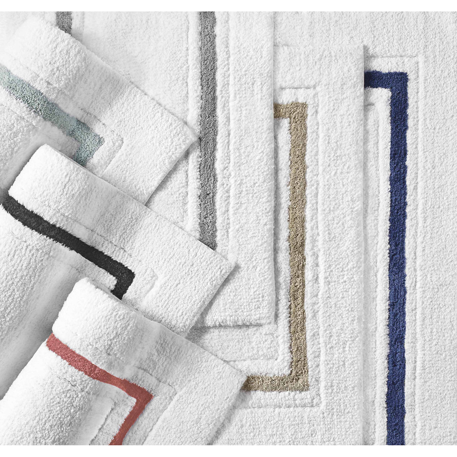 Louise Cotton Blend Non-Slip Bath Rug, White/Black, 20" W x 30" L