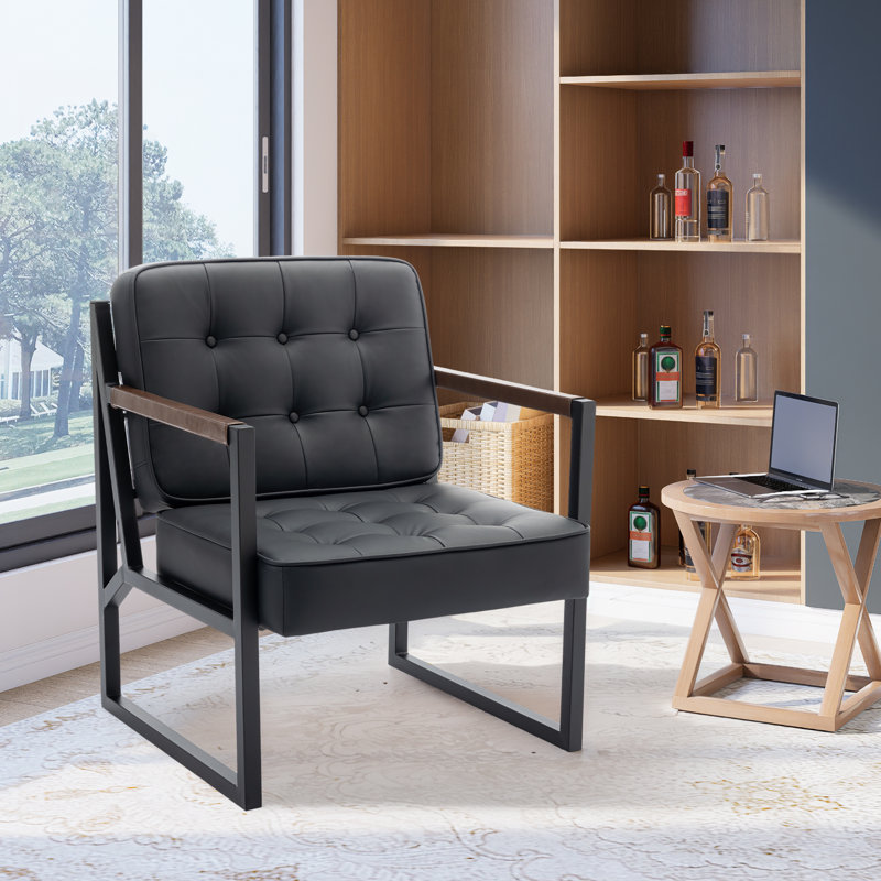Multi-color PU Leather Upholstered Office Chair with Stylish Armchair and Metal Legs, Suitable For Living Room, Bedroom, Reception Area and Waiting room