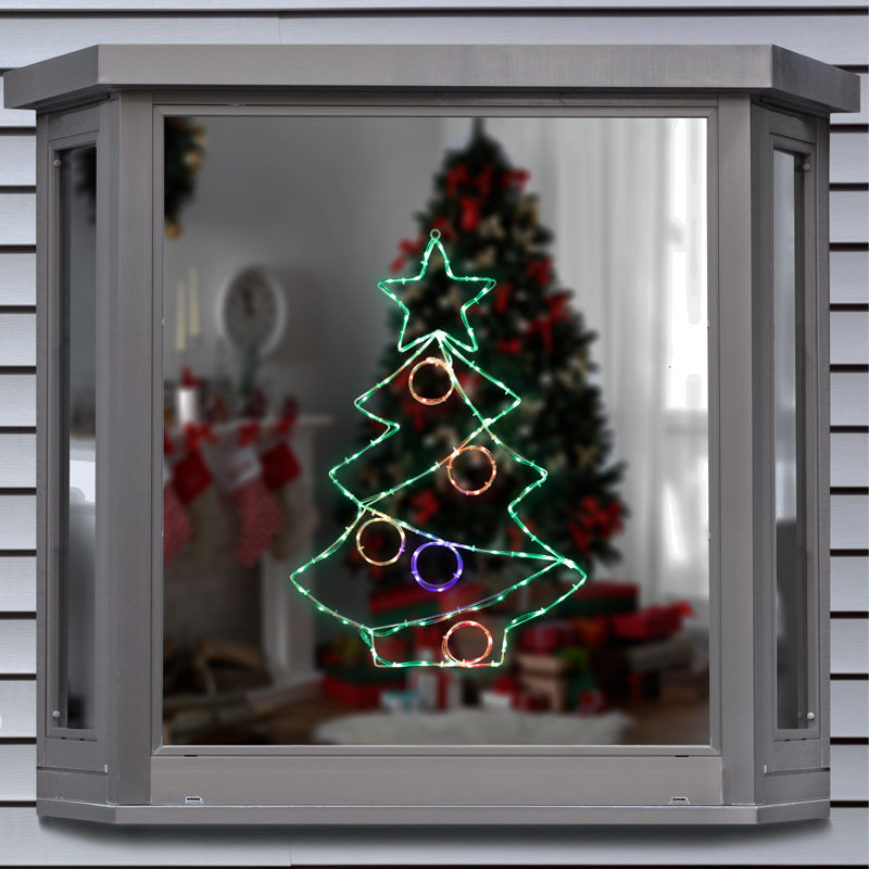 Décoration de Noël silhouette arbre de Noël illuminé avec fenêtre 28 "