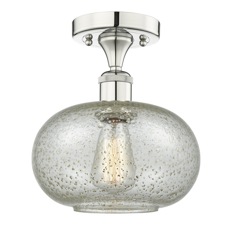 Plafonnier semi-encastré en verre Bihari, Nickel poli, Mica
