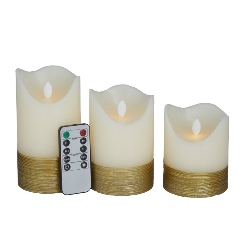 Ensemble de bougies sans flamme Alzena, H 6 po x l 3 po x P 3 po, Or
