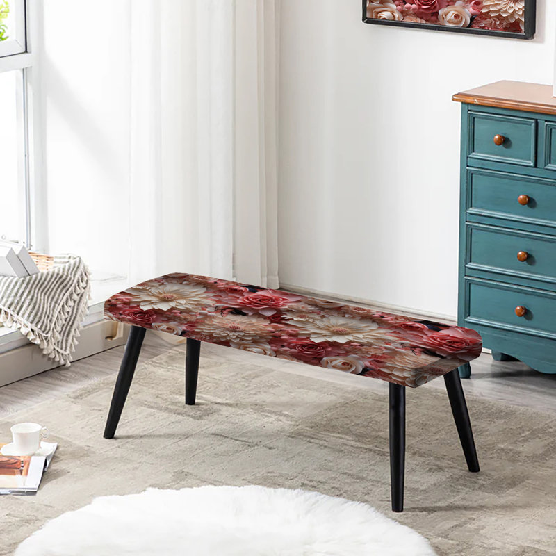 Banc romantique rembourré floral rose et blanc avec chuchotement floral II