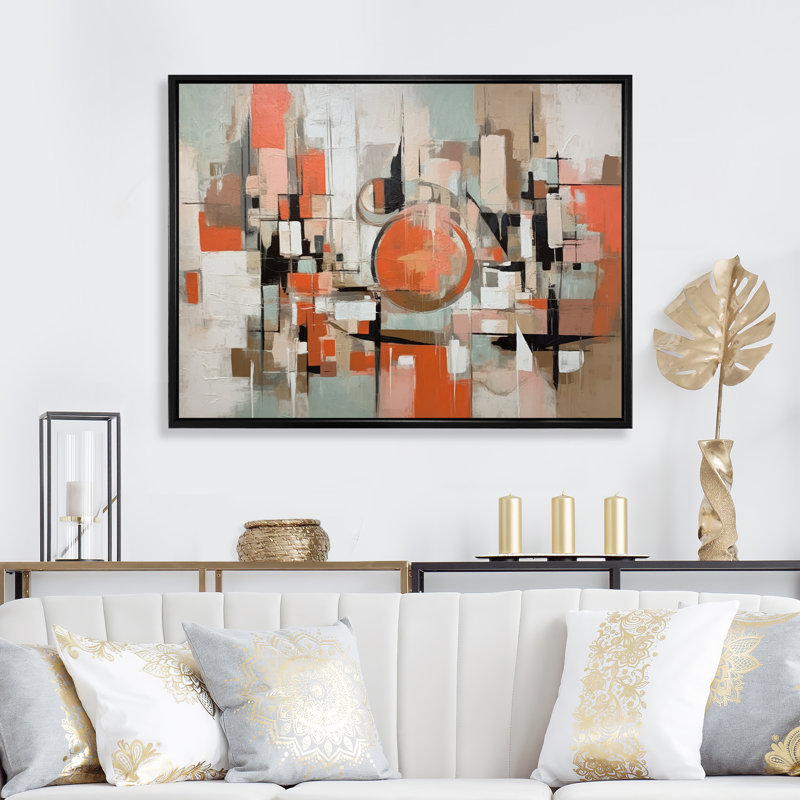 Modernist Expressions VI sur impression sur toile, H 16 po x l 32 po x P 1 po, Cadre flottant noir