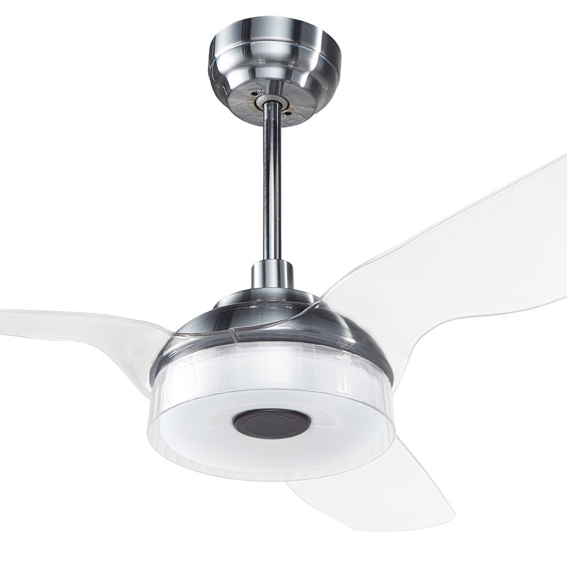 Braylynn 52'' Ceiling Fan with LED Lights, Silver with White Blades
