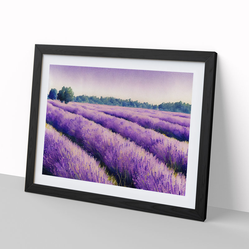 Lavender Field Watercolour Vol.1 - Framed Print, Black Framed, 34cm H x 46cm W x 2cm D