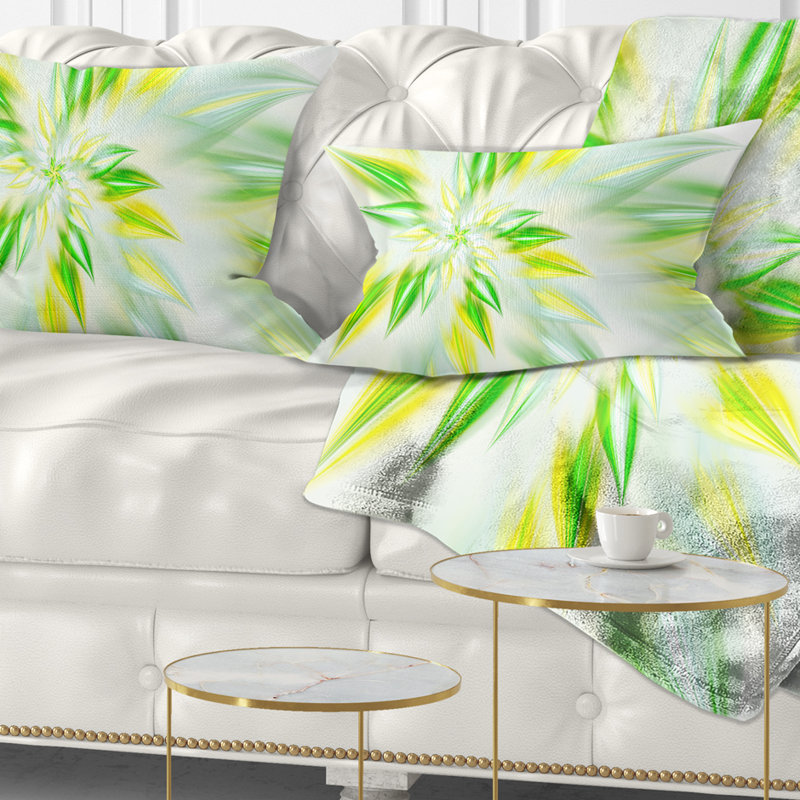 Fractale spirale fleur - coussin abstrait imprimé, Vert clair