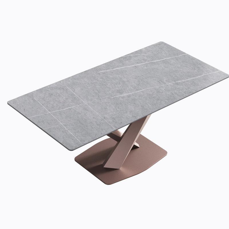 Sintered Stone Dining Table, Gray, 29.53” H x 70.9" W x 35.4" D, Antique Pink