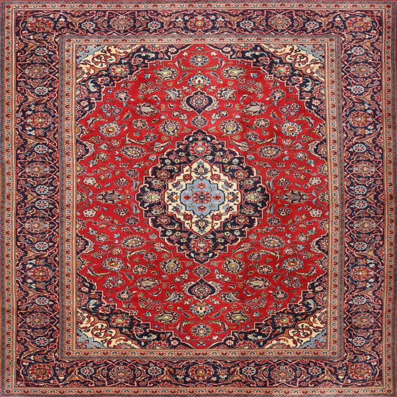 Tapis oriental rouge / beige Saarah, Carré 6 pi