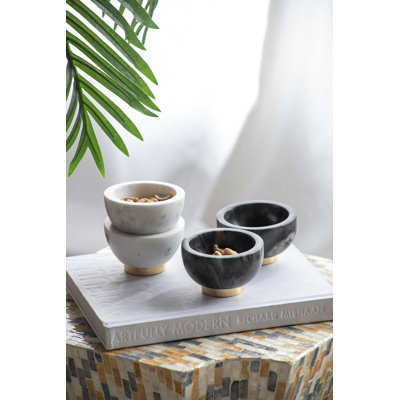S/2 White Marble Bowls