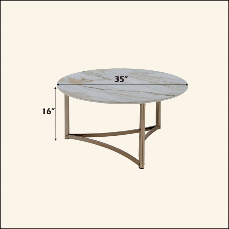 Table basse Aziz avec plateau en pierre frittée et finition champagne