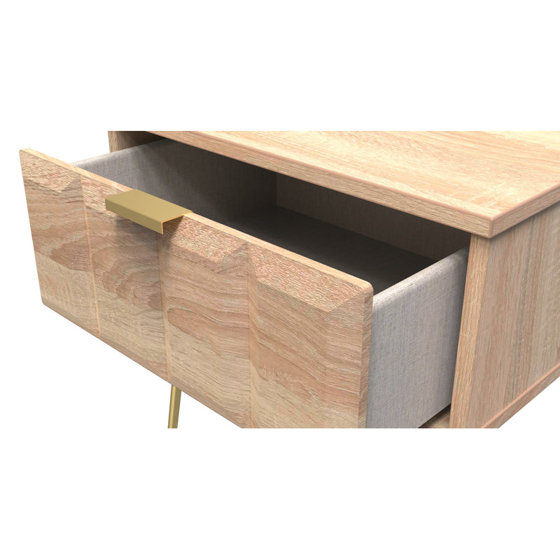 Baudi 45cm W Manufactured Wood Bedside Table, Brown