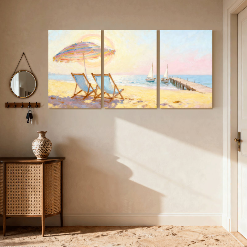 Ensemble de 3 reproductions d'art sur toile, H 30 po x l 60 po