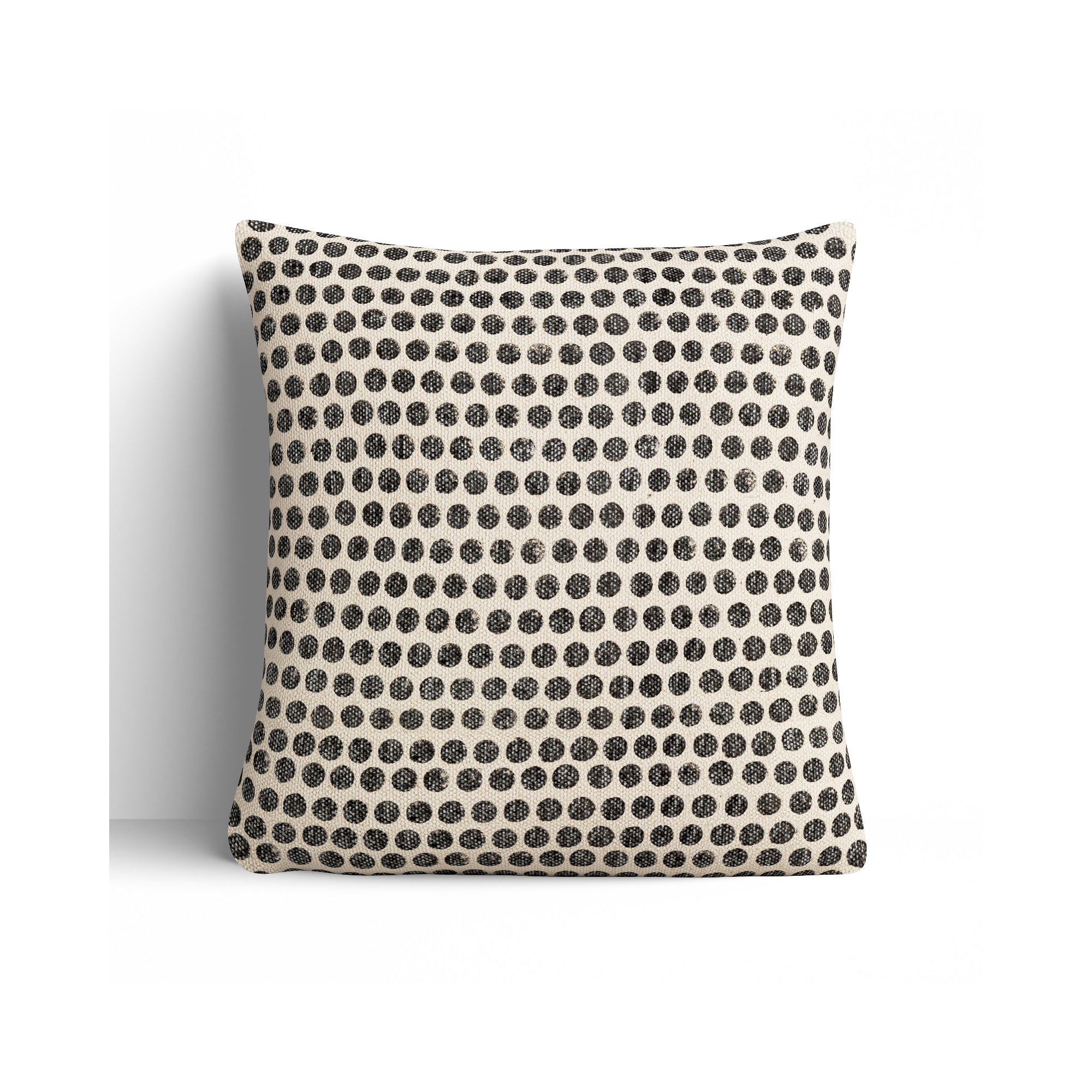 Zetta Polka Dots Cotton Throw Pillow, Pillow Cover Only - No Insert, Light Beige/Black, 20" x 20"