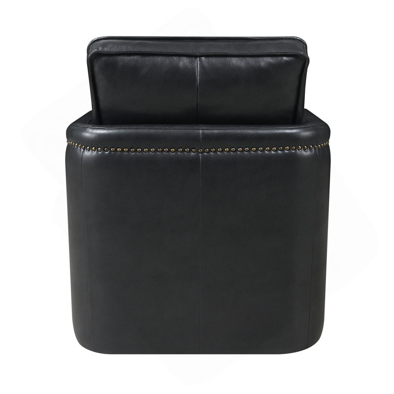 Fauteuil pivotant en cuir noir Rocha
