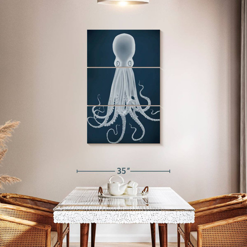 Octopus 8 - White On Blue