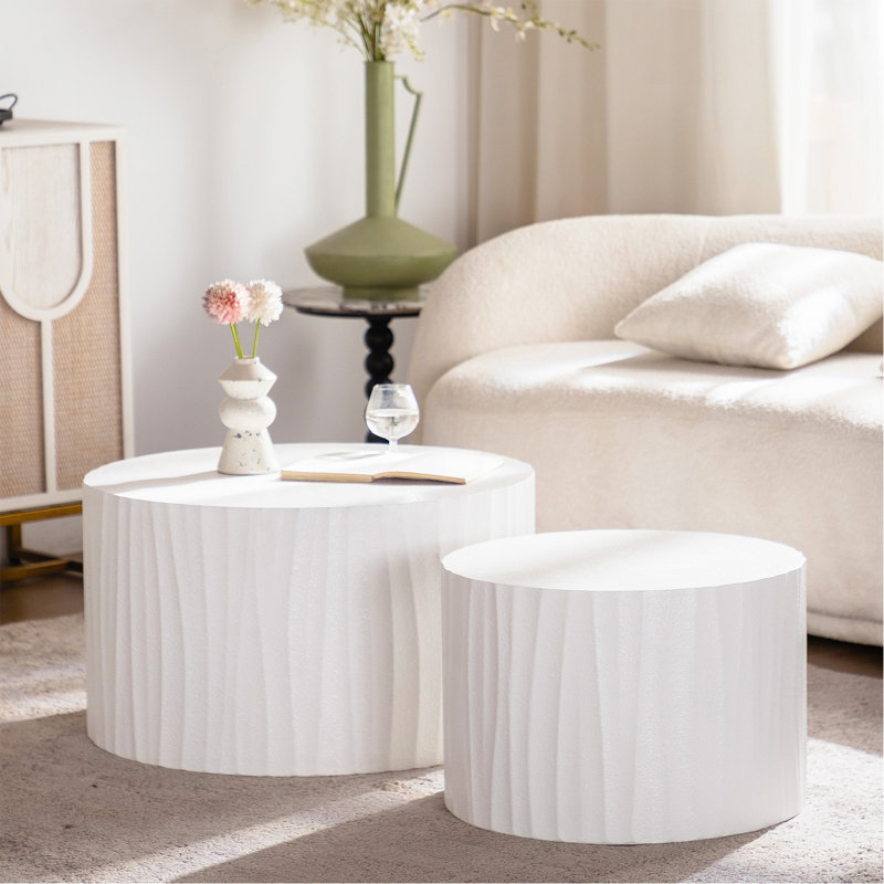 Ensemble de 2 tables basses rondes en bois Nesting