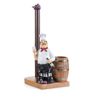 Chef Paper Towel Holder with Wine Barrel