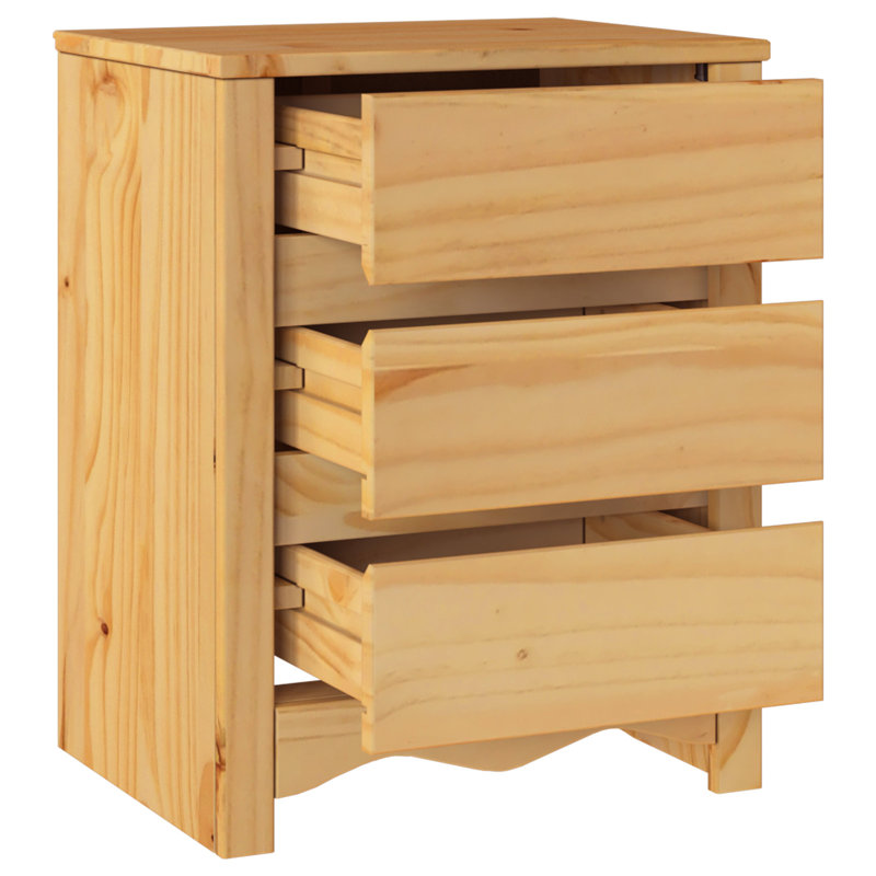 45cm W Solid Wood Bedside Table, Brown