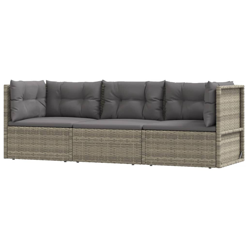 3-Sitzer Lounge-Set Lakasha aus Polyrattan mit Polster