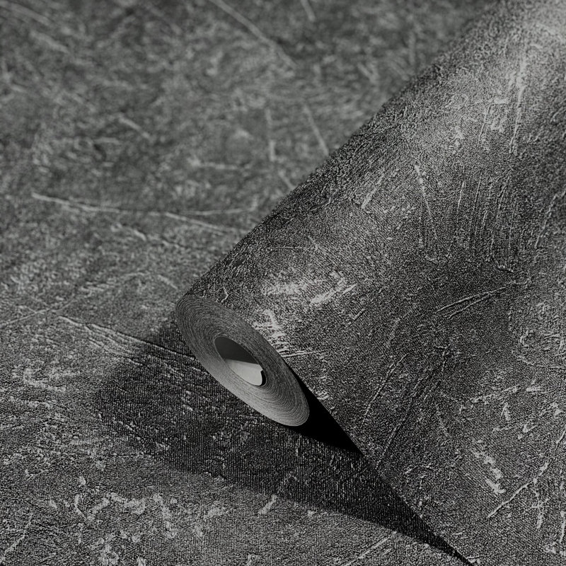 Textures Collection Scratched Texture Wallpaper Roll, Black