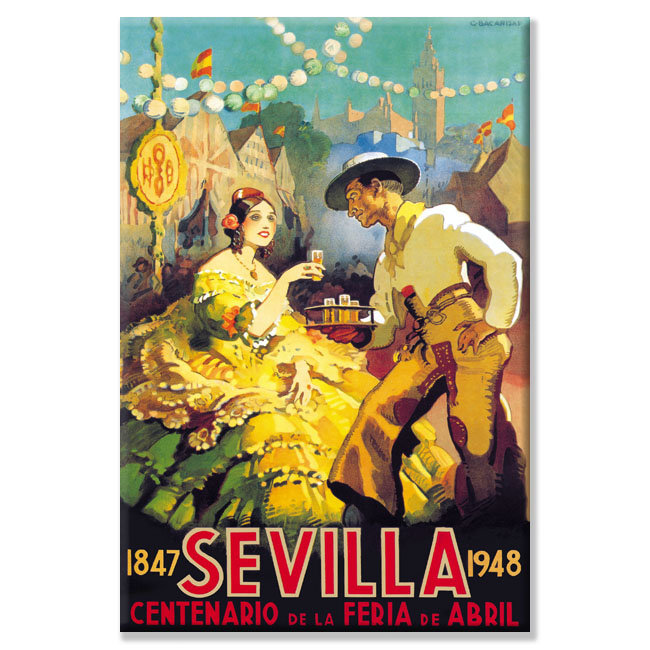 « sevilla centenario abrilnewell convers wyeth », affiche rétro sur toile tendue, 24 po x 36 po