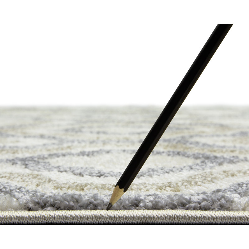 Tapis ivoire à motif géométrique Loney, Tapis de couloir 2 pi x 7 pi 3 po
